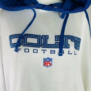 NFL Hoodie Jacket Sweater Indianapolis Colts Football Reebok White Blue  Size XL